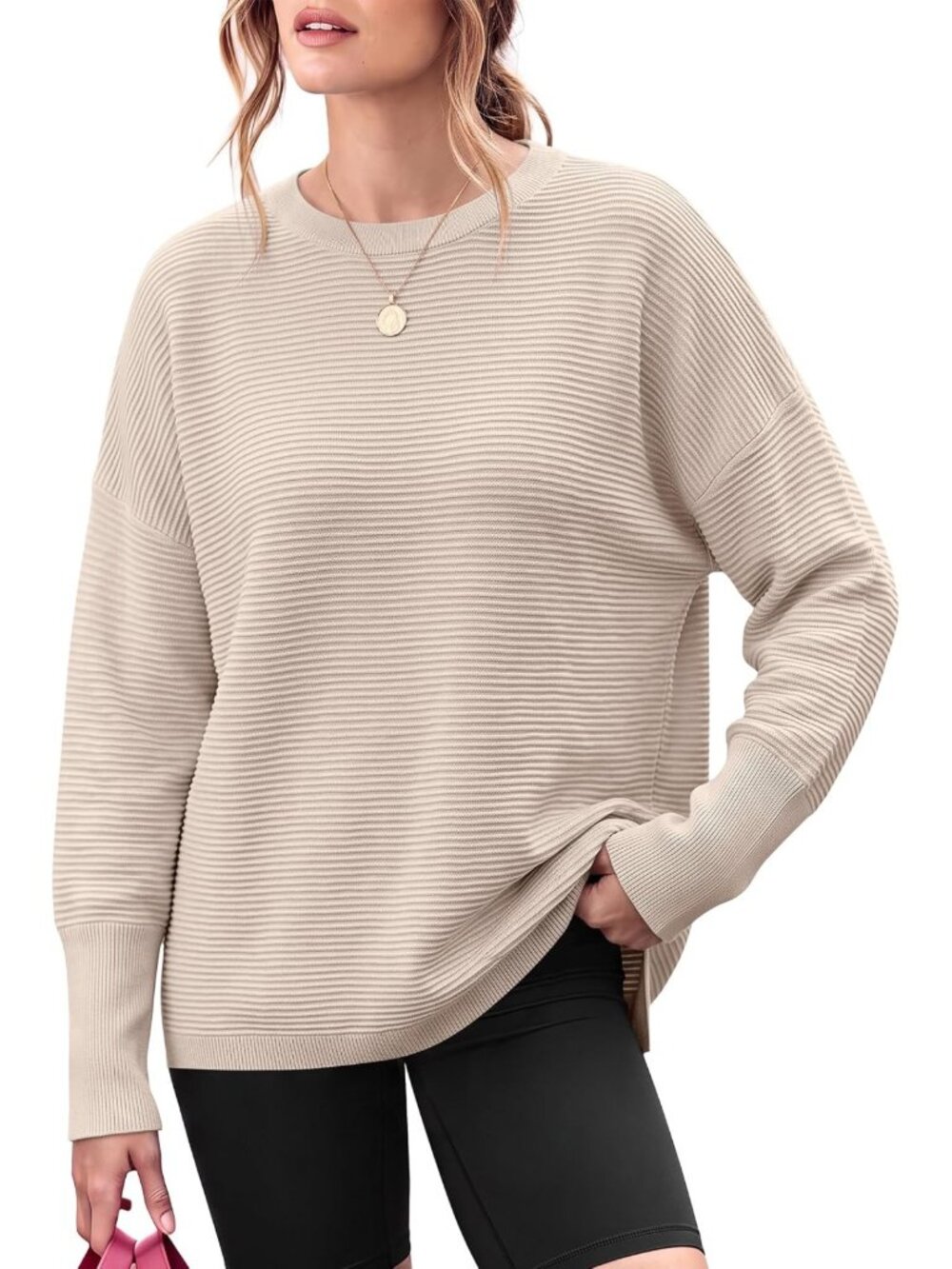 Cozy Oversized Fall Sweater for Women | Long Batwing Sleeve Ribbed Knit Top